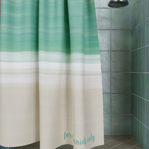 Modern Turquoise Ocean Sandy Beach Custom Shower Curtain