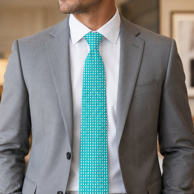 Modern Turquoise Octagon Pattern Neck Tie (Creator Uploaded)