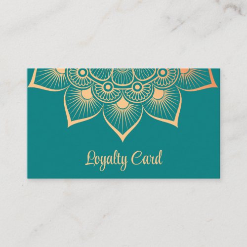 Modern Turquoise Peach Mandala Loyalty Card