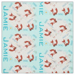 Modern Turquoise Personalized Fox Pattern Fabric