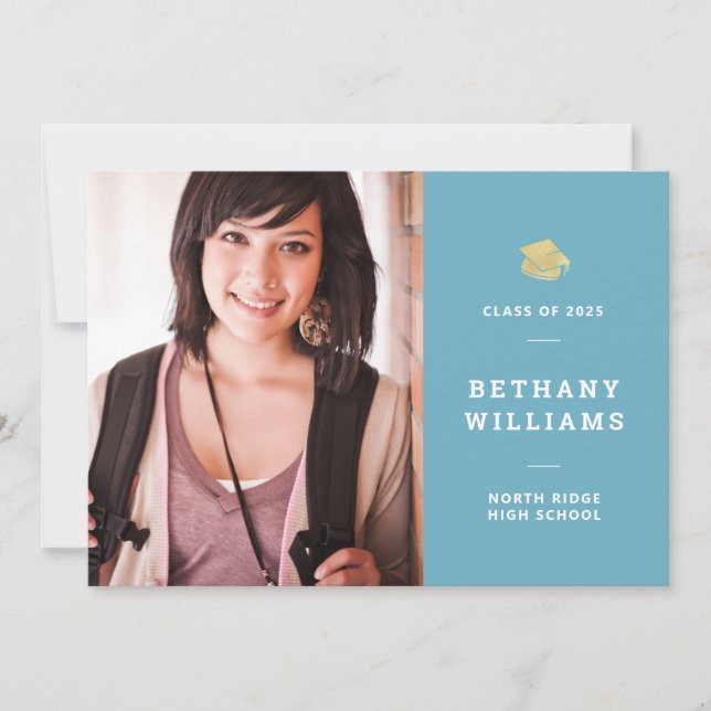 Modern Turquoise Photo Graduation Party Invitation (Front)