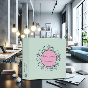 Modern turquoise Pink Floral Mandala Doodles 3 Ring Binder