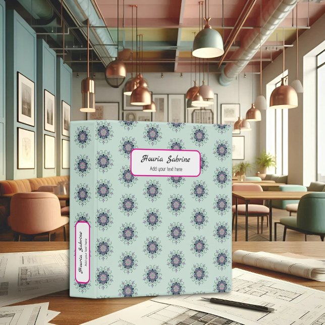 Modern turquoise Pink Floral Mandala Doodles  3 Ring Binder (Creator Uploaded)