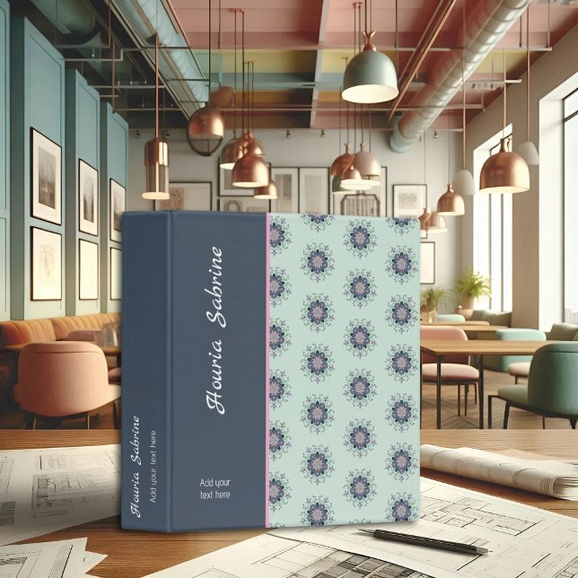 Modern turquoise Pink Floral Mandala Doodles  3 Ring Binder (Creator Uploaded)