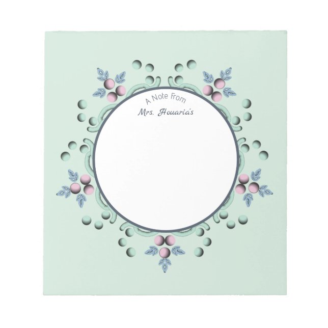 Modern turquoise Pink Floral Mandala Doodles Notepad (Front)