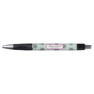 Modern turquoise Pink Floral Mandala Doodles Pen