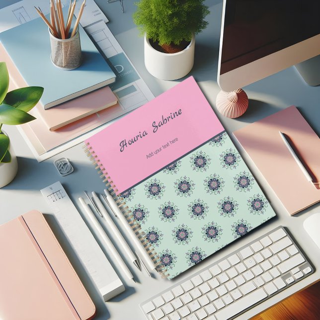 Modern turquoise Pink Floral Mandala Doodles  Planner (Creator Uploaded)