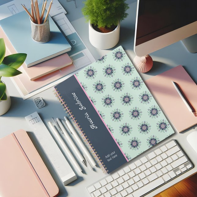 Modern turquoise Pink Floral Mandala Doodles  Planner (Creator Uploaded)