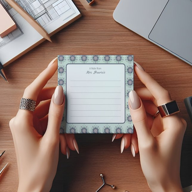 Modern turquoise Pink Floral Mandala Doodles Post-it Notes (Creator Uploaded)