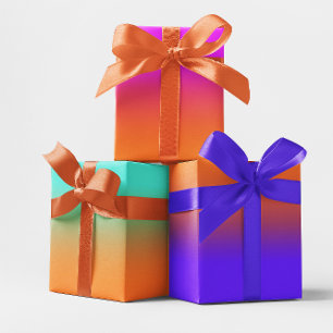 Modern Turquoise Pink Purple and Orange Gradient Wrapping Paper Sheets