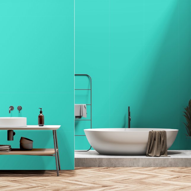 Modern Turquoise Plain Solid Color Teal  Wallpaper (Bathroom)