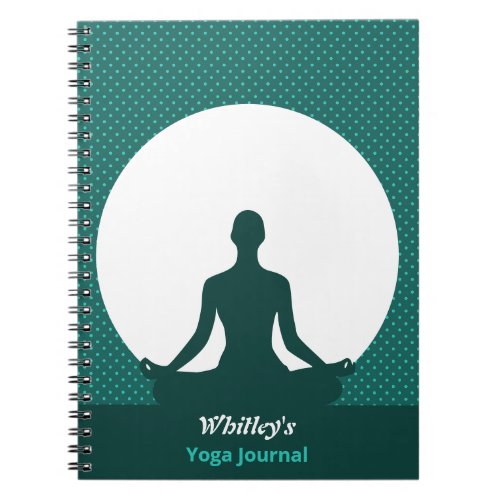 Modern Turquoise Polka Dots Yogi Full Moon Name  Notebook