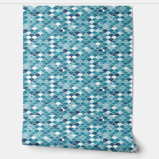 Modern Turquoise & Royal Blue Wildflower Floral Wallpaper