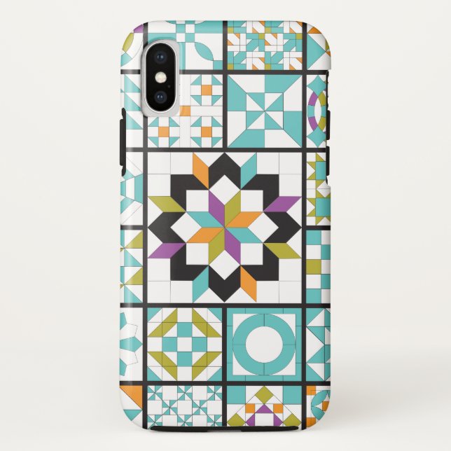 Modern Turquoise Sampler Quilt Case-Mate iPhone Case (Back)
