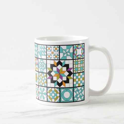 Modern Turquoise Sampler Quilt Coffee Mug