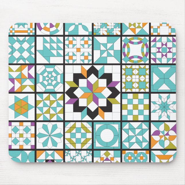 Modern Turquoise Sampler Quilt Mousepad (Front)