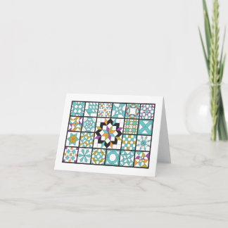 Modern Turquoise Sampler Quilt Note Card