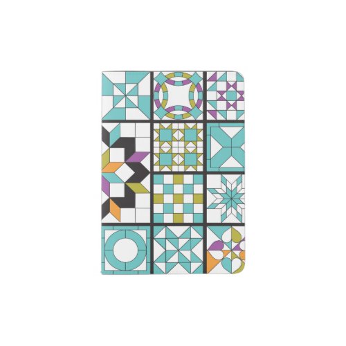Modern Turquoise Sampler Quilt Passport Holder