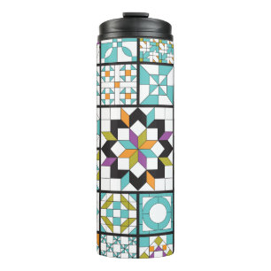 Modern Turquoise Sampler Quilt Thermal Tumbler