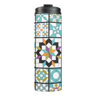 Modern Turquoise Sampler Quilt Thermal Tumbler