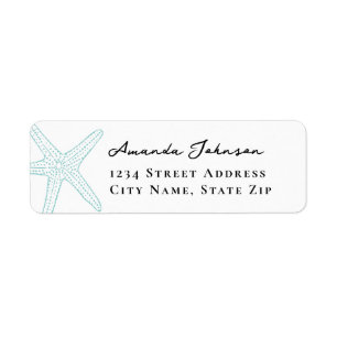 Modern Turquoise Starfish Return Address Label