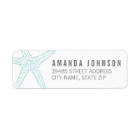 Modern Turquoise Starfish Return Address Label