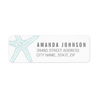 Modern Turquoise Starfish Return Address Label