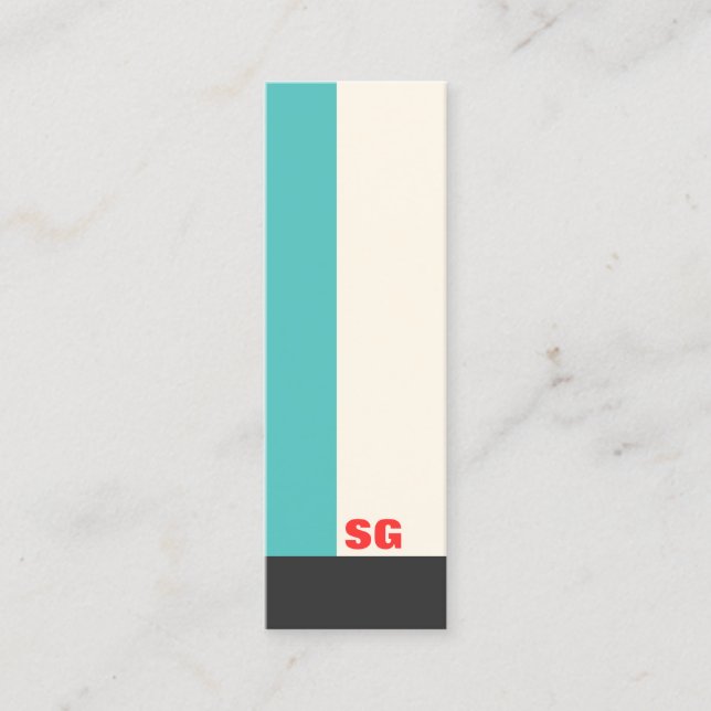 Modern Turquoise Stripe Mini Business Card (Front)
