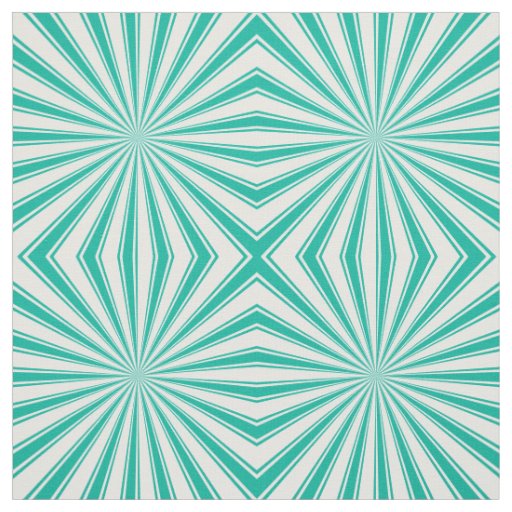 Modern Turquoise Sun Ray Pattern Fabric