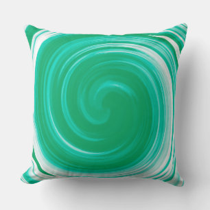 Modern Turquoise Swirl Abstract Art Throw Pillow