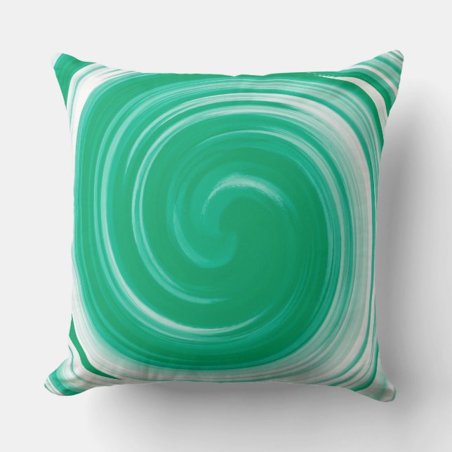 Modern Turquoise Swirl Abstract Art Throw Pillow (Front)