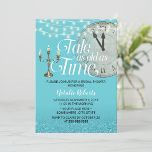 Modern Turquoise Tale as Old as Time Bridal Shower Invitation