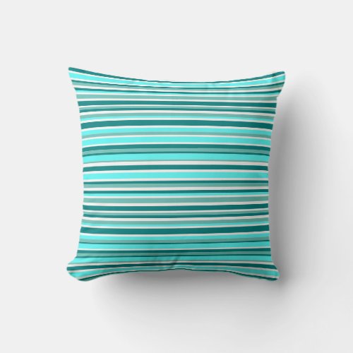 Modern Turquoise Teal Stripes Throw Pillow