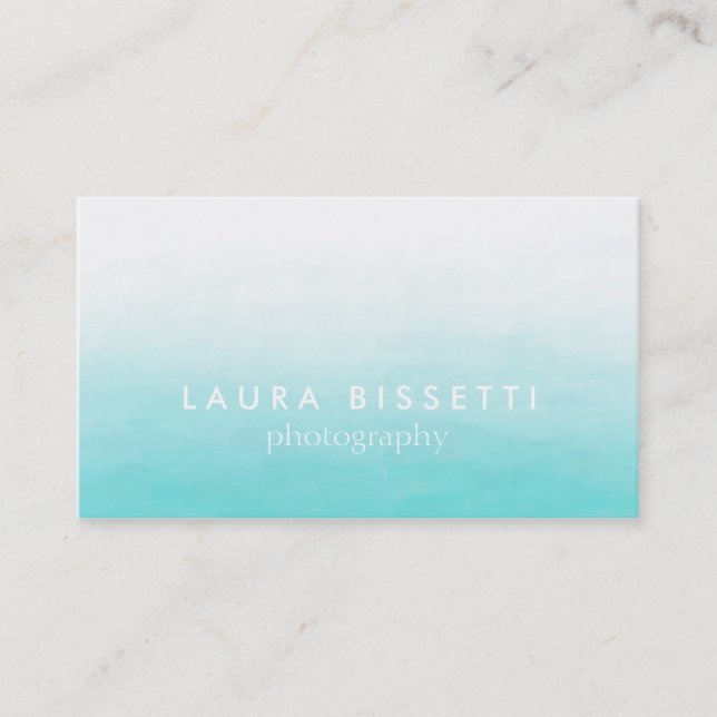 Modern Turquoise Watercolor Custom Business Card. Business Card (Front)