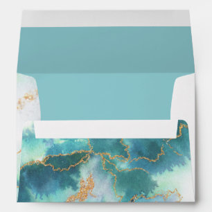 Modern Turquoise Watercolor Geode JustCards™ Envelope