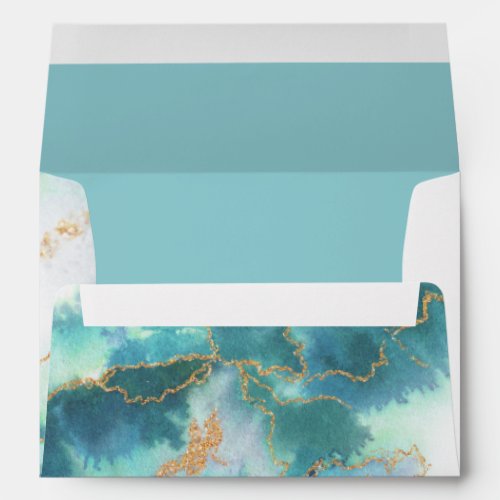 Modern Turquoise Watercolor Geode  JustCards Envelope