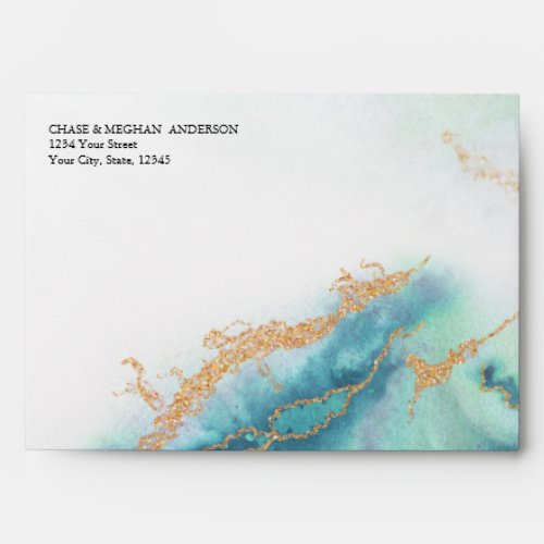 Modern Turquoise Watercolor Geode  JustCards Envelope