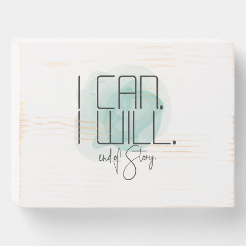 Modern Turquoise Watercolor Wash Inspiring Quote Wooden Box Sign