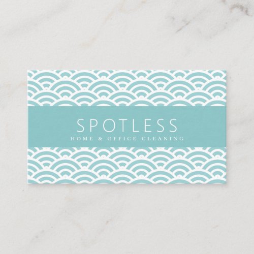 Modern Turquoise Wave Pattern Cleaning Service Business Card