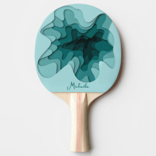 Modern Turquoise Waves Personalized Ping Pong Paddle