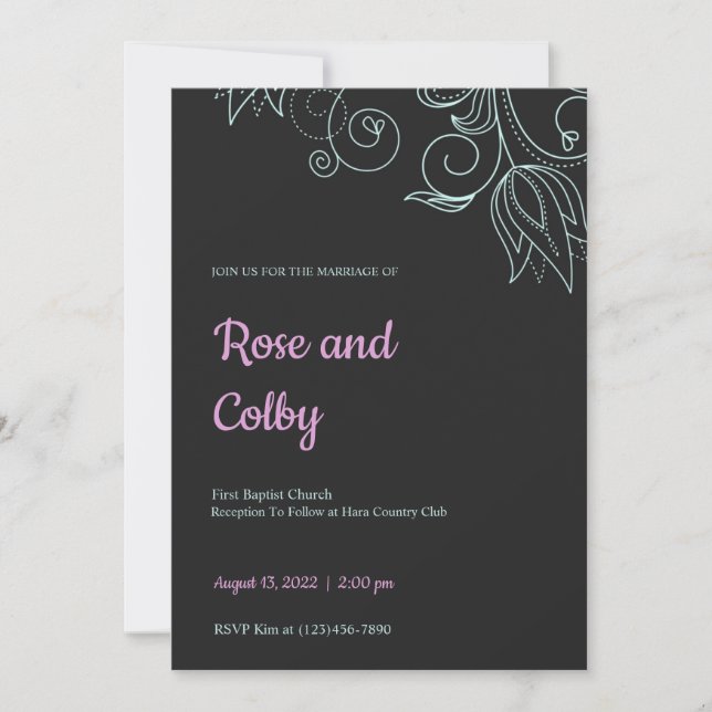Modern Turquoise Wedding Invitation (Front)