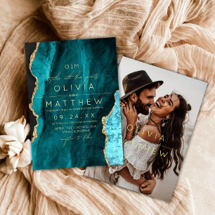   Modern Turquoise Wedding Photo Invitation 