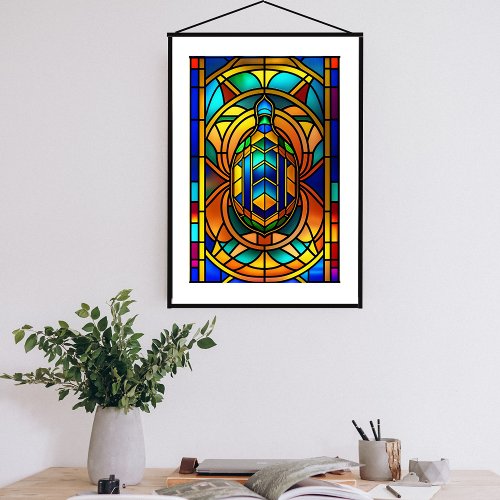 Modern Turtle Colorful Stained Glass Illustration Poster