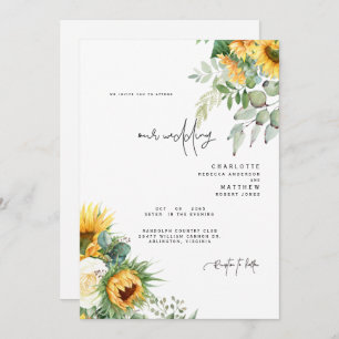 Modern Tuscan Sunflowers No Parents Wedding Invitation