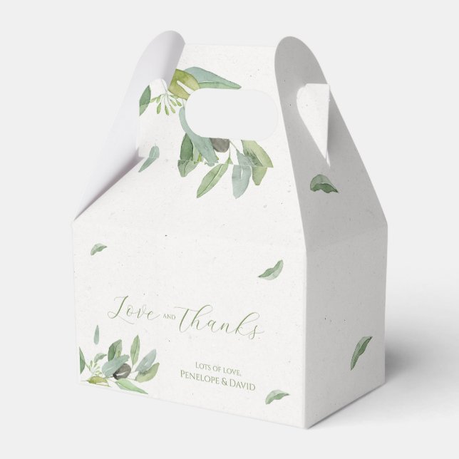 Modern Tuscany Olive Leaves Branch Favor Boxes (Back Side)