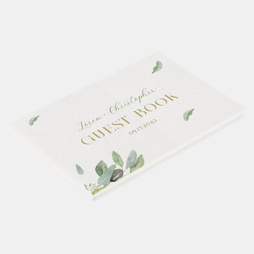 Modern Tuscany Olive Leaves Branch_Thank You Card Guest Book