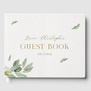 Modern Tuscany Olive Leaves Branch-Thank You Card Guest Book