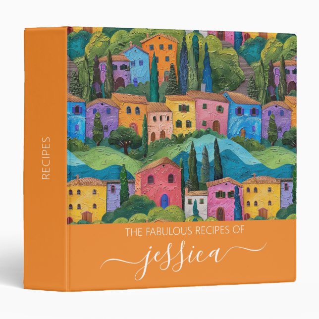 Modern tuscany pattern name recipe 3 ring binder (Front/Spine)