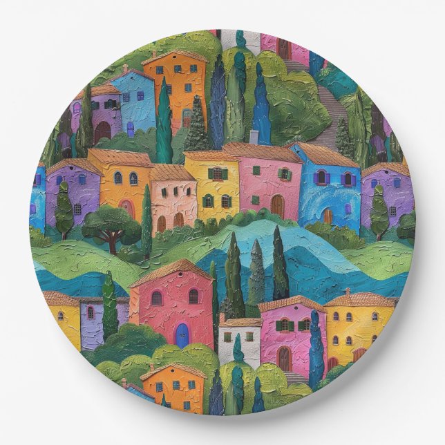 Modern Tuscany pattern Paper Plates (Front)