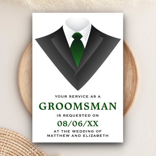 Modern Tuxedo Groomsman Request Invitation